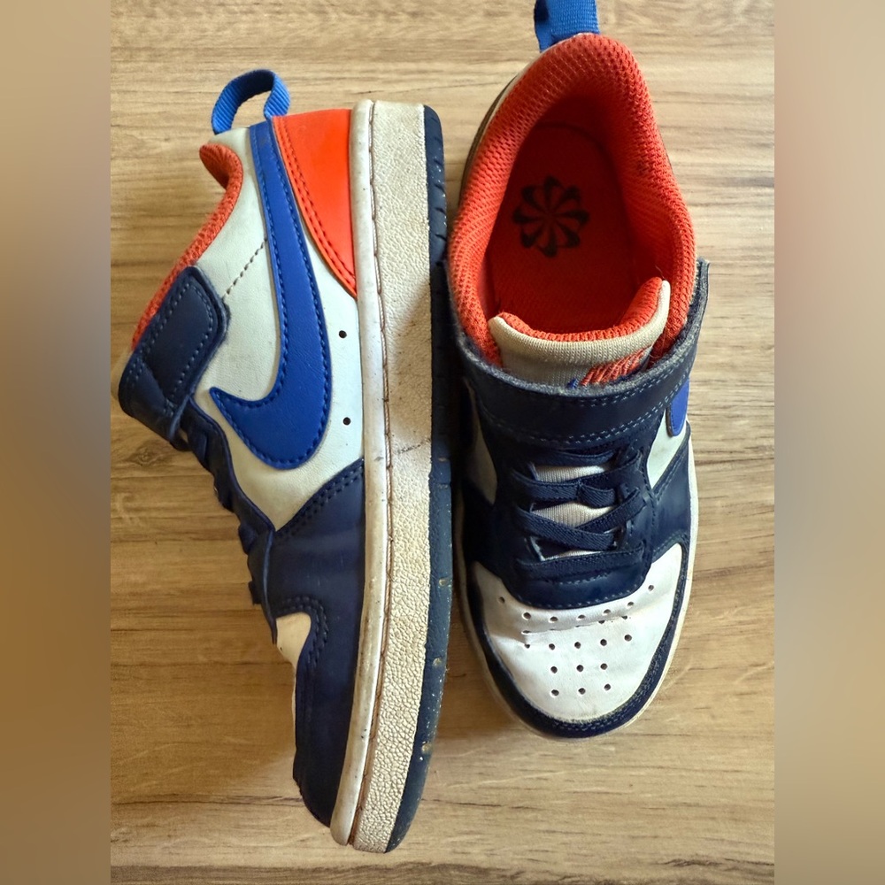 Nike Kids' Court Borough Low Recraft Sneakers, Navy/Orange, Size 12C